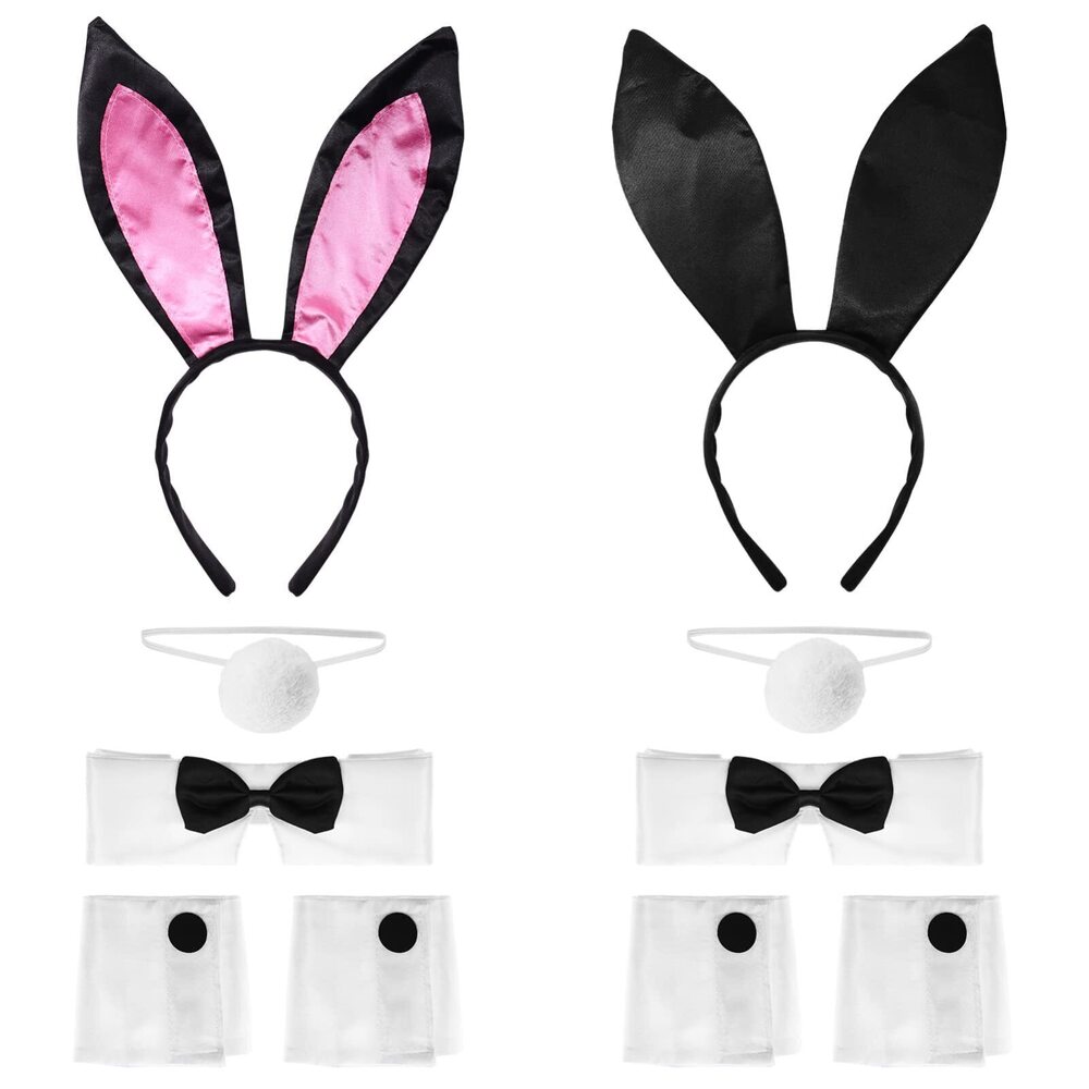 4613 Bunny Headband Set Black Bunny Ears Cosplay Set Cute Bunny